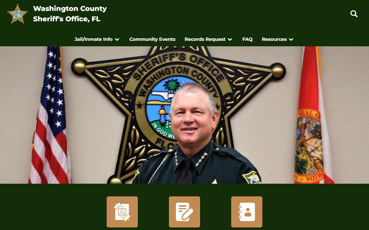 Washington County Sheriff homepage linking to the inmate population roster